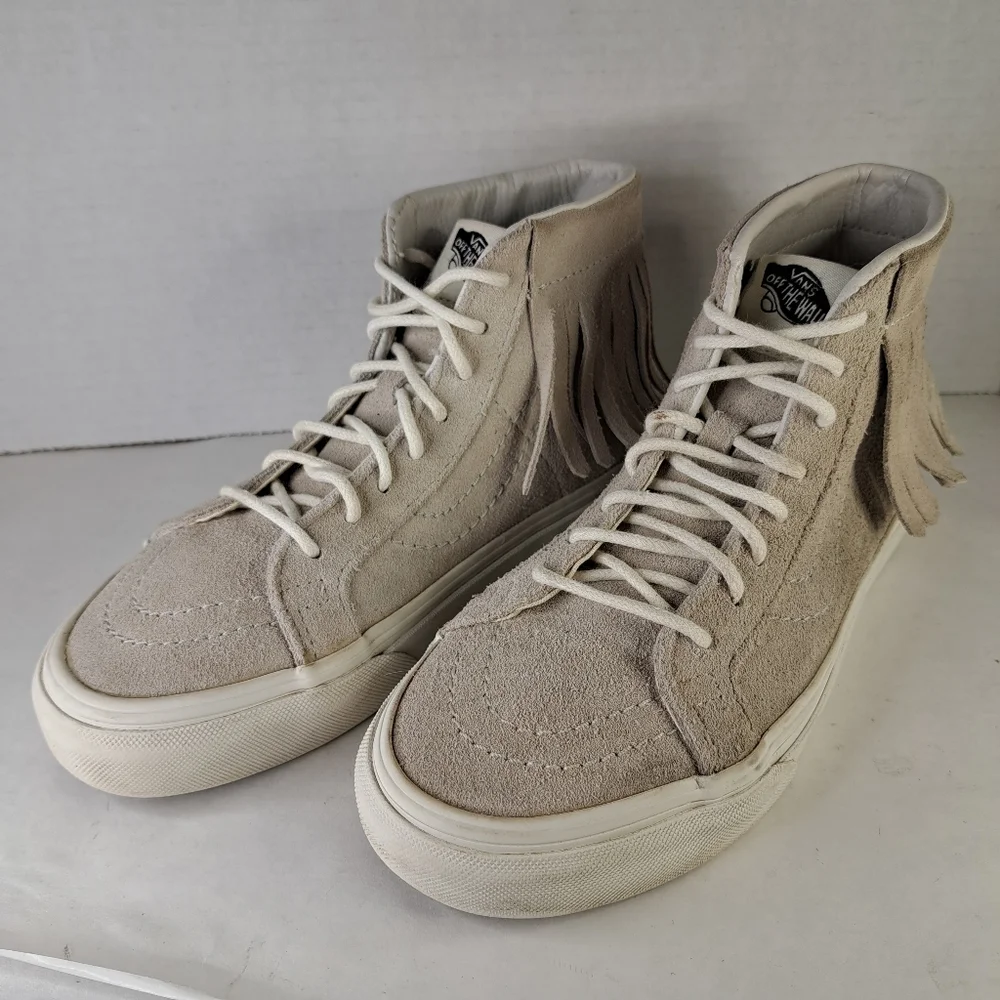 VANS Cream Colored Hi-Top w/Fringe Women's Size 5